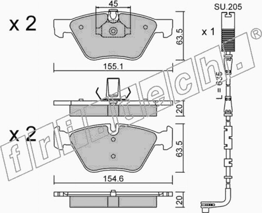 Fri.Tech. 573.3W - Bremžu uzliku kompl., Disku bremzes www.autospares.lv