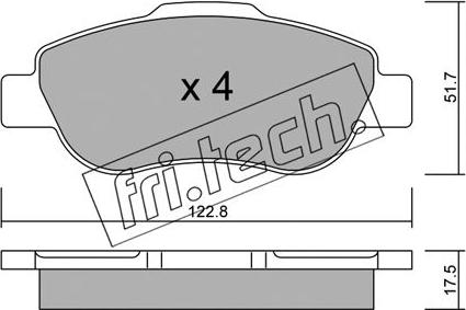 Fri.Tech. 654.0 - Тормозные колодки, дисковые, комплект www.autospares.lv