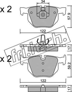 Fri.Tech. 660.4 - Тормозные колодки, дисковые, комплект www.autospares.lv