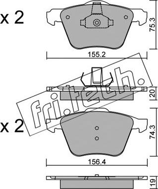 Fri.Tech. 615.1 - Тормозные колодки, дисковые, комплект www.autospares.lv