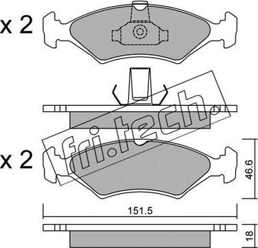 Fri.Tech. 095.0 - Тормозные колодки, дисковые, комплект www.autospares.lv