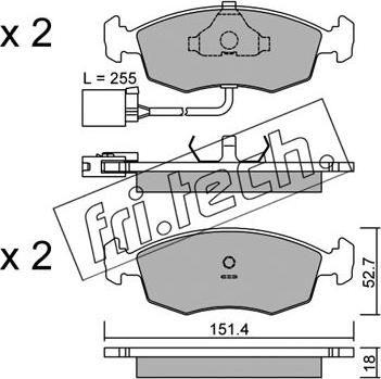 Fri.Tech. 096.1 - Тормозные колодки, дисковые, комплект www.autospares.lv