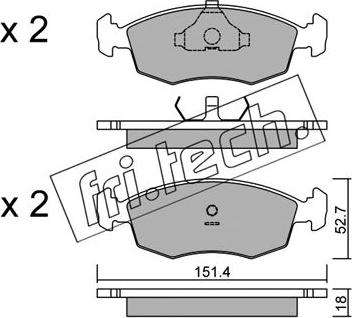 Fri.Tech. 096.2 - Тормозные колодки, дисковые, комплект www.autospares.lv