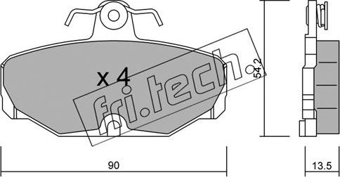 Fri.Tech. 097.2 - Тормозные колодки, дисковые, комплект www.autospares.lv