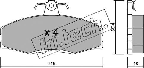 Fri.Tech. 041.0 - Тормозные колодки, дисковые, комплект www.autospares.lv