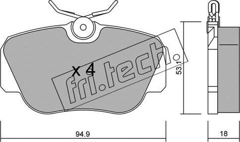 Fri.Tech. 043.0 - Тормозные колодки, дисковые, комплект www.autospares.lv