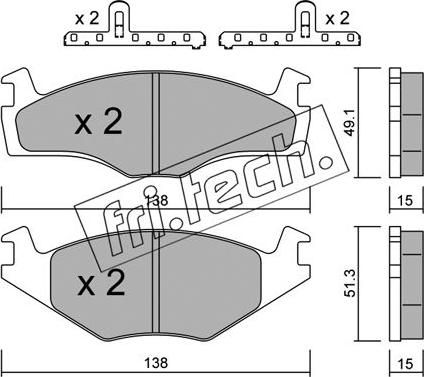 Fri.Tech. 047.0K - Brake Pad Set, disc brake www.autospares.lv