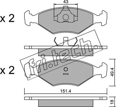 Fri.Tech. 059.3 - Тормозные колодки, дисковые, комплект www.autospares.lv