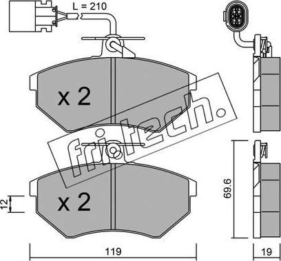 Fri.Tech. 052.1 - Тормозные колодки, дисковые, комплект www.autospares.lv