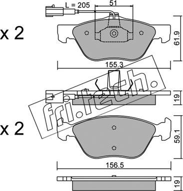 Fri.Tech. 085.1 - Тормозные колодки, дисковые, комплект www.autospares.lv