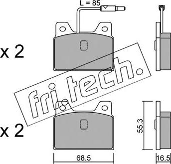 Fri.Tech. 086.0 - Тормозные колодки, дисковые, комплект www.autospares.lv