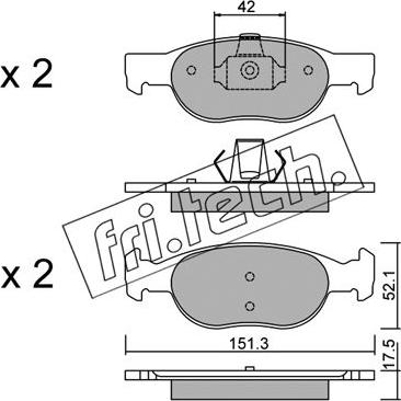 Fri.Tech. 081.1 - Тормозные колодки, дисковые, комплект www.autospares.lv