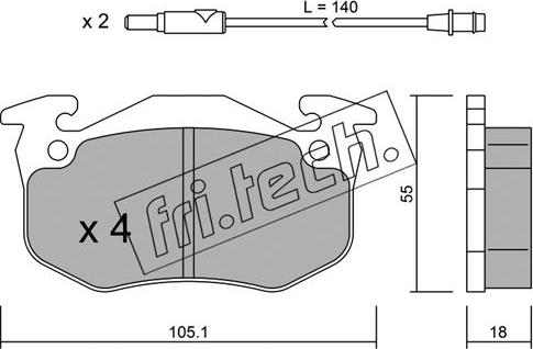 Fri.Tech. 038.1 - Bremžu uzliku kompl., Disku bremzes www.autospares.lv