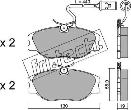 Fri.Tech. 074.0 - Тормозные колодки, дисковые, комплект www.autospares.lv