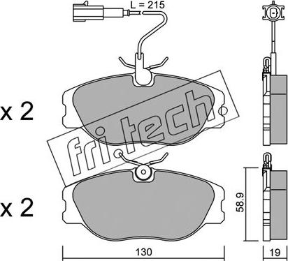 Fri.Tech. 074.1 - Тормозные колодки, дисковые, комплект www.autospares.lv