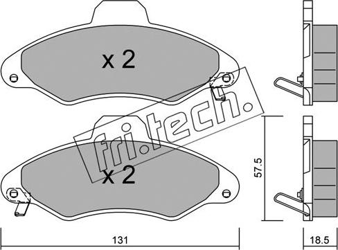 Fri.Tech. 073.1 - Тормозные колодки, дисковые, комплект www.autospares.lv