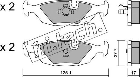 Fri.Tech. 072.1 - Тормозные колодки, дисковые, комплект www.autospares.lv