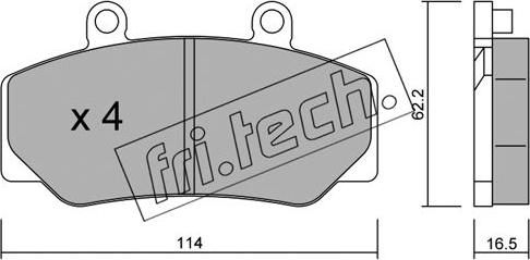 Fri.Tech. 077.0 - Тормозные колодки, дисковые, комплект www.autospares.lv