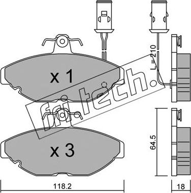 Fri.Tech. 198.0 - Bremžu uzliku kompl., Disku bremzes autospares.lv