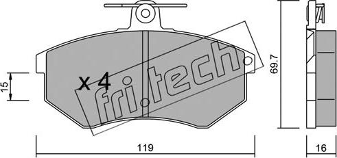 Fri.Tech. 151.2 - Тормозные колодки, дисковые, комплект www.autospares.lv