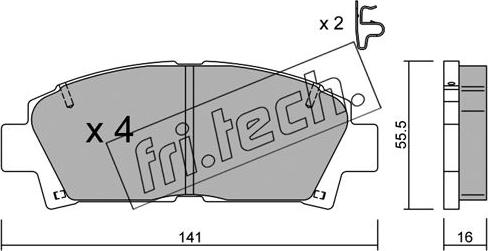 Fri.Tech. 169.0 - Тормозные колодки, дисковые, комплект www.autospares.lv