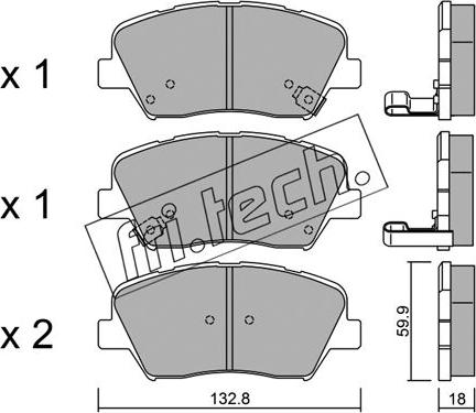 Fri.Tech. 1050.0 - Тормозные колодки, дисковые, комплект www.autospares.lv