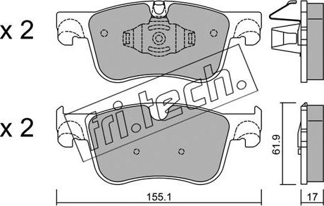 Fri.Tech. 1000.0 - Bremžu uzliku kompl., Disku bremzes www.autospares.lv