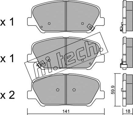 Fri.Tech. 1013.0 - Тормозные колодки, дисковые, комплект www.autospares.lv