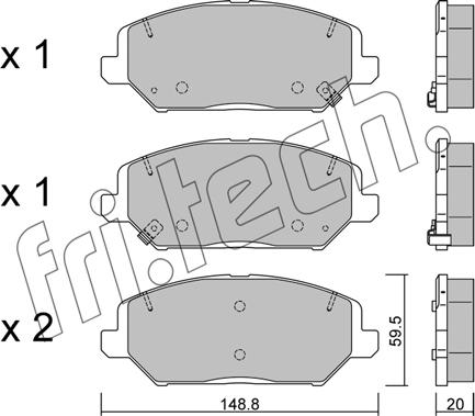 Fri.Tech. 1163.0 - Тормозные колодки, дисковые, комплект www.autospares.lv