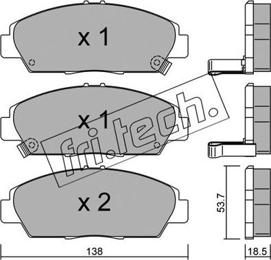 Fri.Tech. 175.0 - Тормозные колодки, дисковые, комплект www.autospares.lv