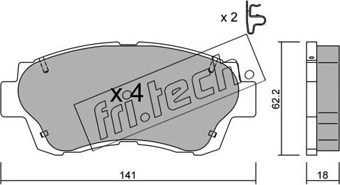 Fri.Tech. 170.0 - Тормозные колодки, дисковые, комплект www.autospares.lv