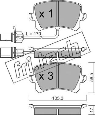 Fri.Tech. 822.1 - Тормозные колодки, дисковые, комплект www.autospares.lv