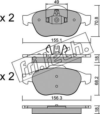 Fri.Tech. 345.2 - Тормозные колодки, дисковые, комплект www.autospares.lv