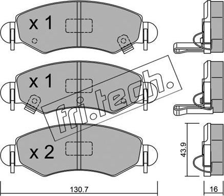 Fri.Tech. 348.1 - Тормозные колодки, дисковые, комплект www.autospares.lv