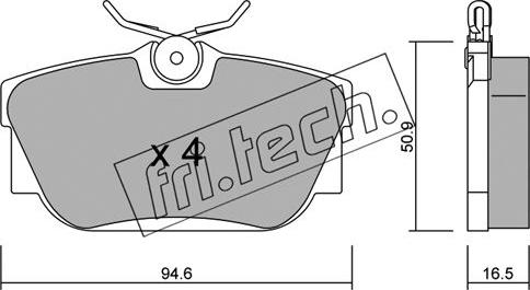 Fri.Tech. 355.0 - Тормозные колодки, дисковые, комплект www.autospares.lv