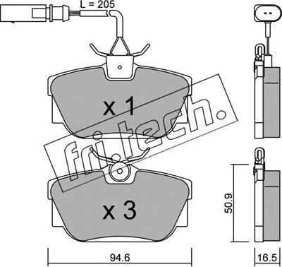 Fri.Tech. 355.1 - Тормозные колодки, дисковые, комплект www.autospares.lv