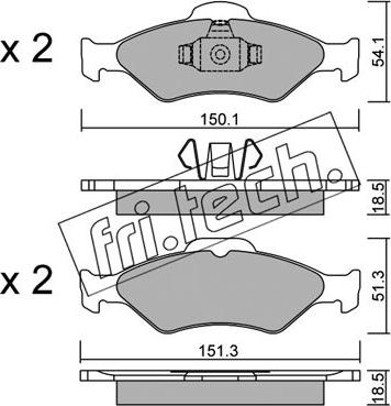 Fri.Tech. 324.0 - Тормозные колодки, дисковые, комплект www.autospares.lv