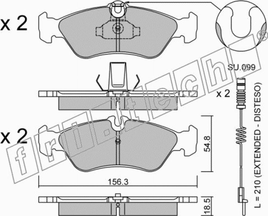 Fri.Tech. 3200W - Тормозные колодки, дисковые, комплект www.autospares.lv