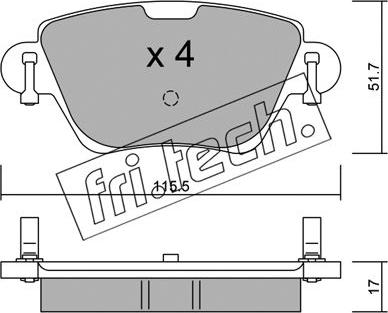 Fri.Tech. 328.0 - Тормозные колодки, дисковые, комплект www.autospares.lv