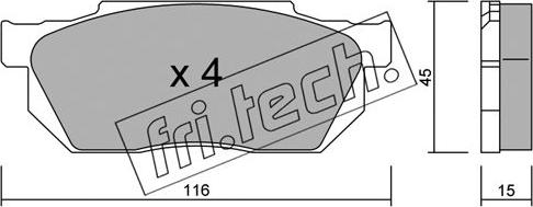 Fri.Tech. 256.0 - Тормозные колодки, дисковые, комплект www.autospares.lv