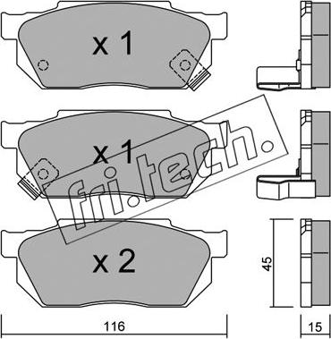 Fri.Tech. 256.1 - Тормозные колодки, дисковые, комплект www.autospares.lv