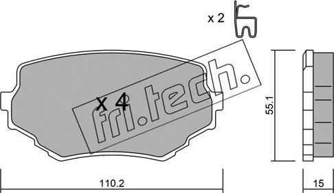 Fri.Tech. 258.0 - Тормозные колодки, дисковые, комплект www.autospares.lv