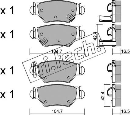 Fri.Tech. 268.0 - Тормозные колодки, дисковые, комплект www.autospares.lv