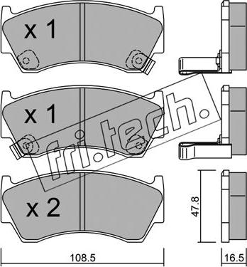 Fri.Tech. 286.0 - Тормозные колодки, дисковые, комплект www.autospares.lv