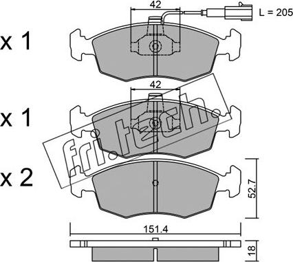 Fri.Tech. 283.0 - Тормозные колодки, дисковые, комплект www.autospares.lv