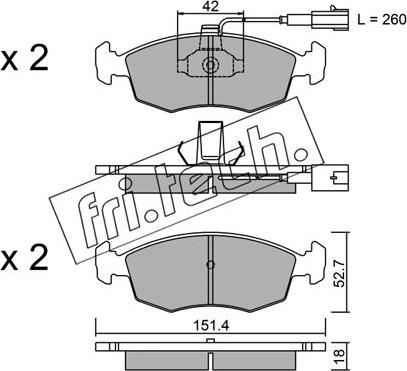 Fri.Tech. 283.1 - Тормозные колодки, дисковые, комплект www.autospares.lv