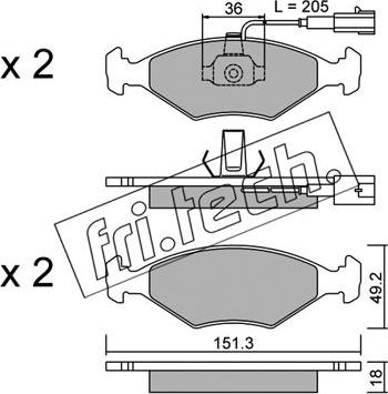 Fri.Tech. 282.0 - Bremžu uzliku kompl., Disku bremzes www.autospares.lv