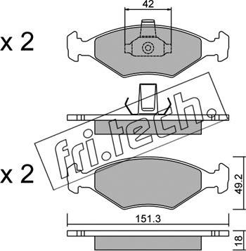 Fri.Tech. 282.2 - Bremžu uzliku kompl., Disku bremzes www.autospares.lv