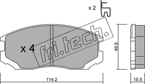 Fri.Tech. 230.1 - Тормозные колодки, дисковые, комплект www.autospares.lv