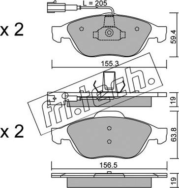 Fri.Tech. 229.0 - Тормозные колодки, дисковые, комплект www.autospares.lv